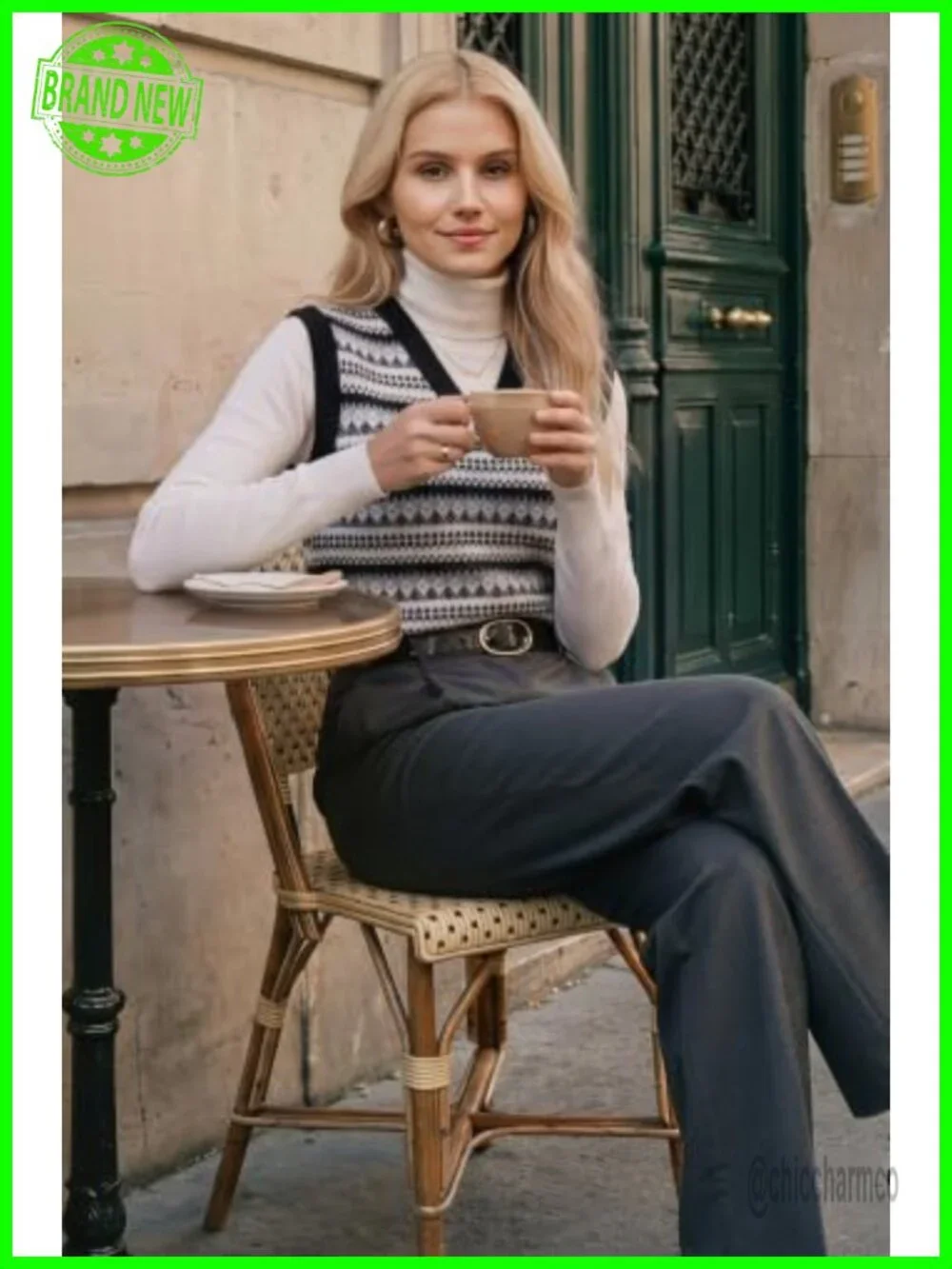 Wool Blend Knit V Neck Sleeveless Sweater Vest